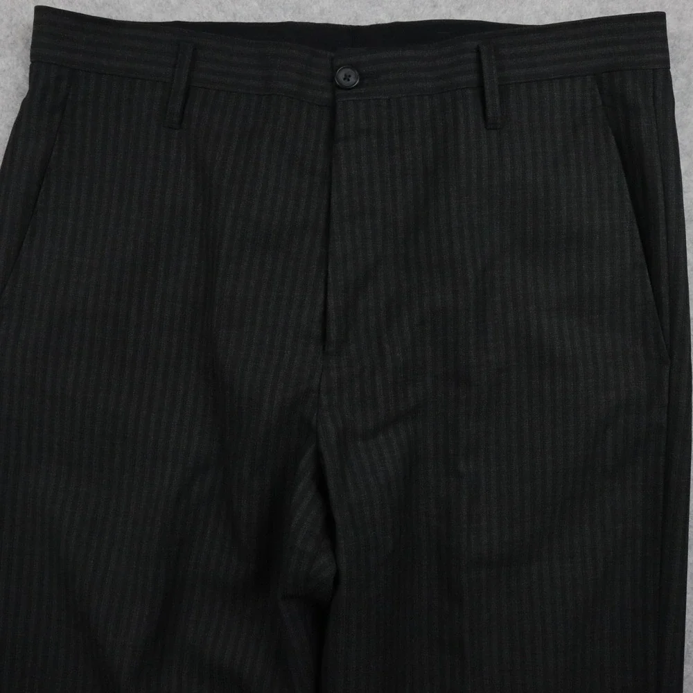 Marc Jacobs Pants Mens 36x30 Wool Dress Suit Formal Flat Front Dark Gray Striped